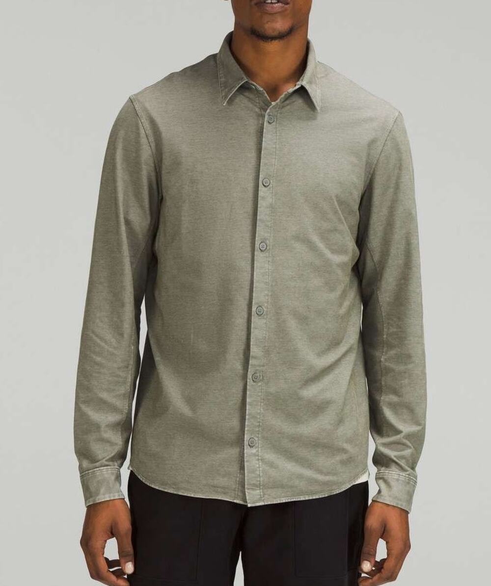 Lululemon Mens Commission Long Sleeve Button Up Shirt Size S Green Business Work